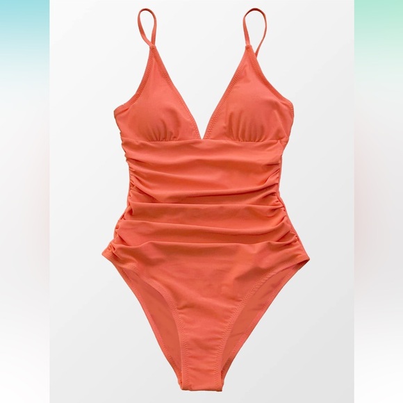 CUPSHE Women's One Piece Swimsuit Tummy Control V Neck Bathing Suits - Picture 3 of 5